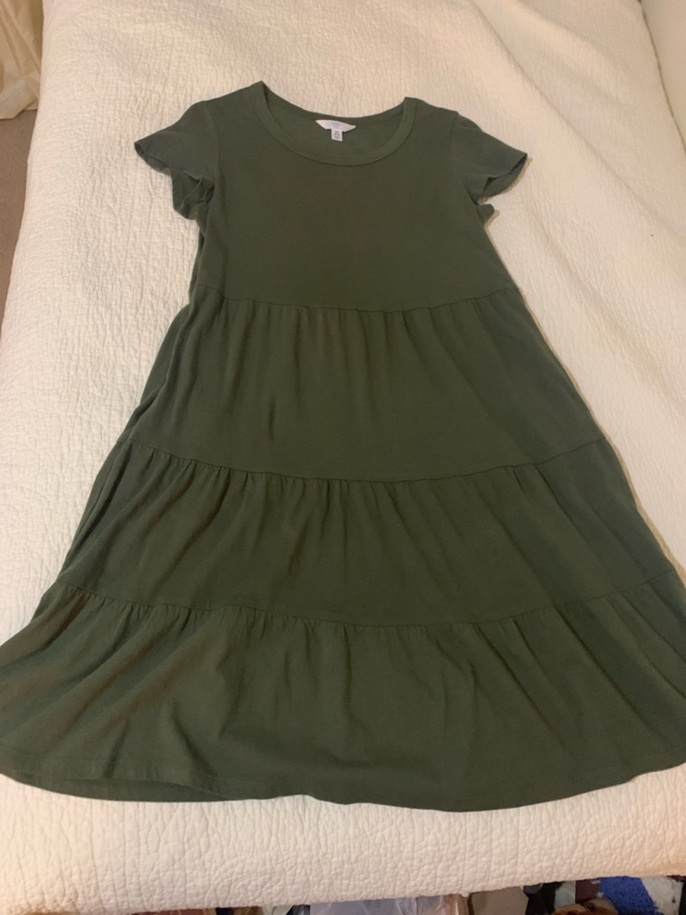 Time and Tru Olive Green Tiered Midi Dress